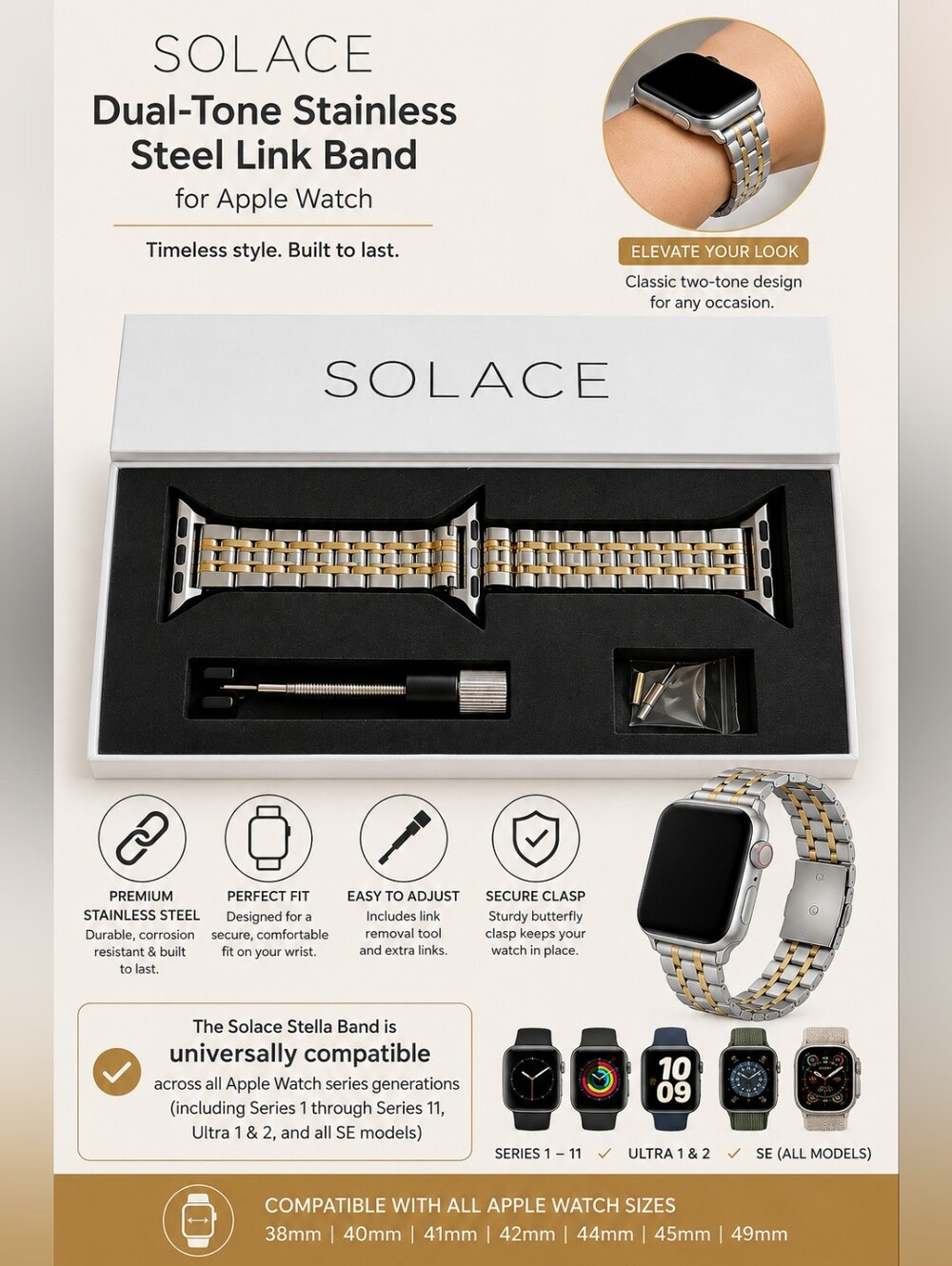 Apple Watch Band Stainless - Gold & Silver